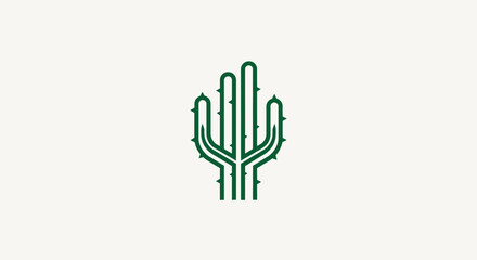 Obraz premium Minimalist Saguaro Cactus Logo Icon, Geometric Desert Plant Design