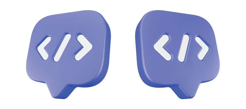  3D rendered coding icon, often used in software development or web design contexts. 