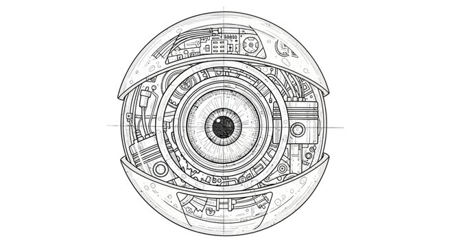 Futuristic Robotic Eye Surveillance Concept, Sci-Fi Mechanical Orb