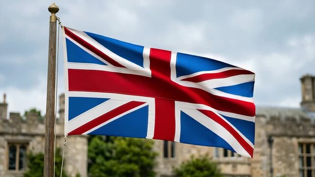 4K Seamless Loop Union Jack Flag Waving Realistic UK Flag Animation Background