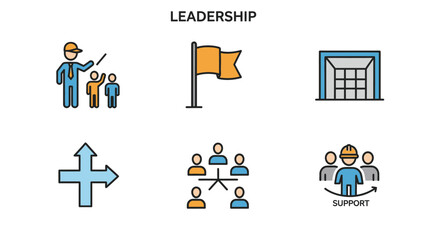 Fototapeta premium Set of professional icons representing corporate leadership and effective team management
