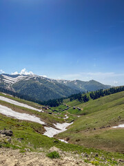 Obraz premium Mountain landscape with green hills and clouds, scenic nature view. Adjara, Georgia