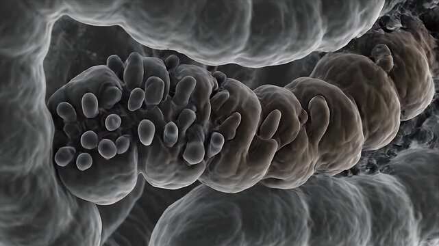 Microscopic View of Gut Microbiome Diversity and Health with Colorful Bacteria and Intestinal Villi