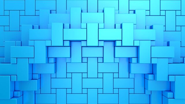 Geometric Shapes Form a Wave. Abstract motion, two color, 3d rendering, 4k resolution
