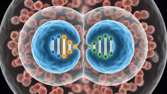 Microscopic view of sperm cells approaching and fertilizing a human ovum depicting the beginning of conception and cell division for reproductive biology education and healthcare awareness