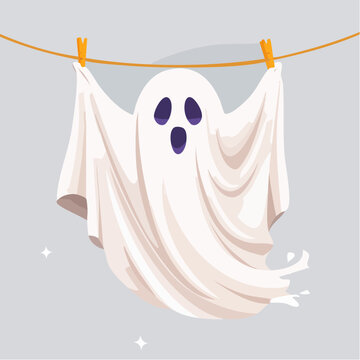 Cute Ghost Hanging on Clothesline