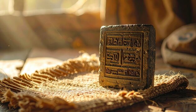 Ancient Indus Valley steatite seal with intricate script symbols, a historical artifact from a lost civilization