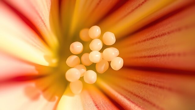 gibberellin. Macro view of tiny pearl-like ovules inside a lily's ovary, intricate biological detail. gardening catalogs, home-decor guides, designed for gardening and botanical catalogs.