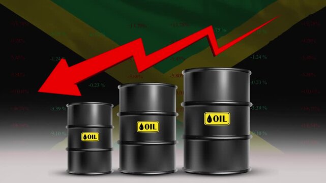 Jamaica Red Falling Arrow Oil Barrels Economic Decline Concept