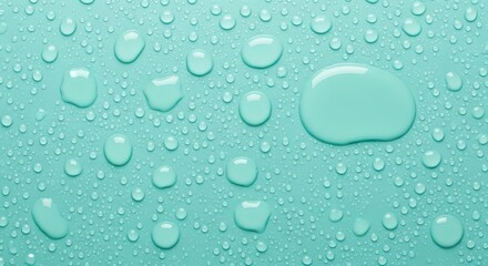 Water droplets on a teal blue background