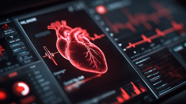 Visualization of a Human Heart Concept with Modern Digital Health Metrics and Heartbeat Graphical Interface Designed for Medical and Scientific Applications