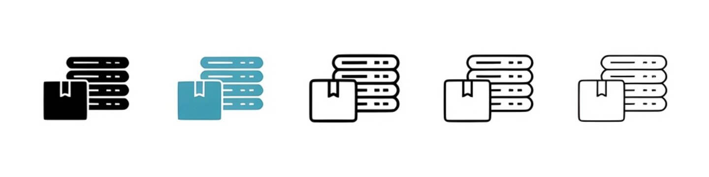 Data Management and Server Icons. Master Data and Database Business Symbol Set. Thin line customizable illustration. Contour symbol. Vector isolated outline drawing. Editable stroke