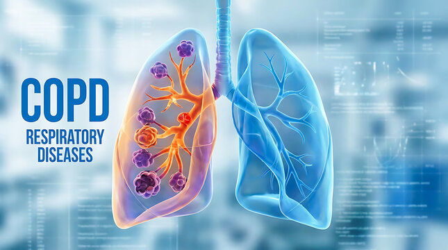An illustration of lungs with COPD respiratory disease
