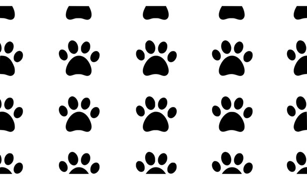 Minimal black paw print pattern vector simple animal footprint background
