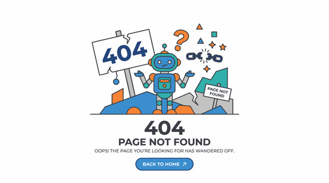 404 page not found error robot illustration
