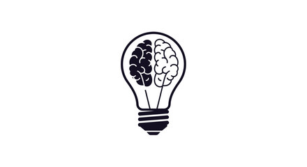 Brain inside light bulb, symbol of creativity, innovation, and idea generation © punduh