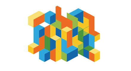 Fototapeta premium Colorful Abstract Geometric Blocks - Isometric Design