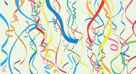 A colorful array of flowing ribbons on a pale background © Delina