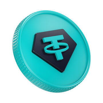 Tether USDT Cryptocurrency Coin 3D Render Illustration