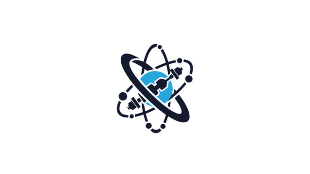 Intricate atom model with orbiting electrons and a central nucleus design.