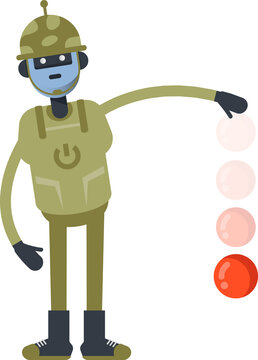 Soldier Robot Character Throwing Ball
