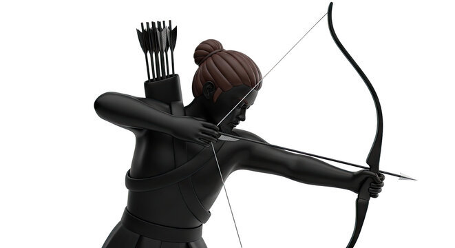 Archer aiming bow and arrow