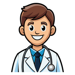 Fototapeta premium Cute Cartoon Doctor Character with Stethoscope, Friendly Medical Professional Illustration