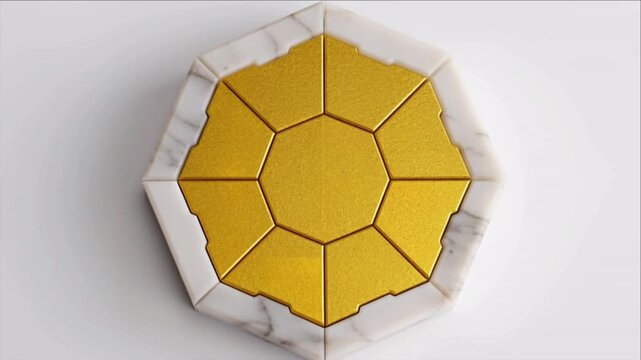 ホワイトマーブル上のビジネスソリューションのための黄金ピースパズル