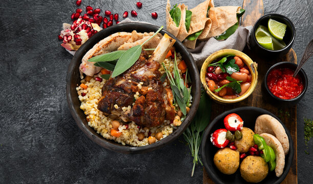 Various of Middle eastern or Arab dishes.