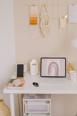 Naklejka premium Minimal Desk Setup With Tablet Workspace