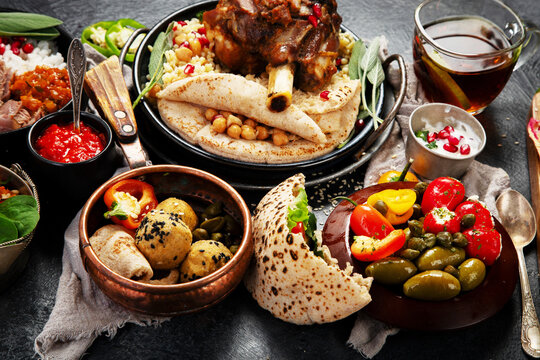 Various of Middle eastern or Arab dishes.