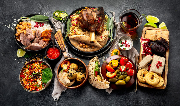 Various of Middle eastern or Arab dishes.