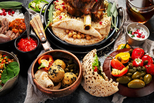 Various of Middle eastern or Arab dishes.