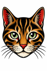 Fototapeta premium Vector Illustration of American Traditional Style Tattoo of Cat