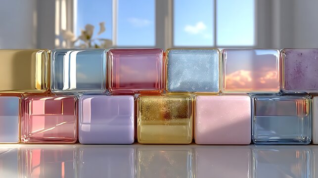 Reflective tile array creating dreamy gradient pattern wallpapers