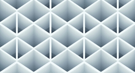 Obraz premium Modern Abstract Geometric Pattern with Interlocking Squares and Cubes, Seamless 3D Background Design in Grayscale Tones for Digital and Print Media