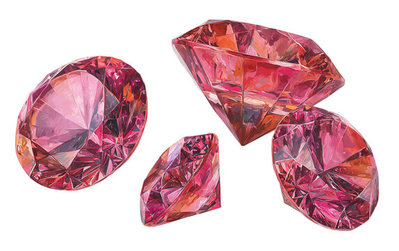 Colecci&oacute;n de piedras preciosas rosadas vibrantes con renderizado art&iacute;stico de lujo