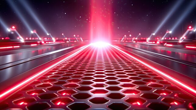 Futuristic glowing hexagonal pathway