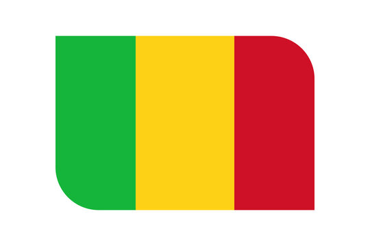 Mali flag icon. malian national flag, mali country banner with rounded corners isolated on transparent background.
