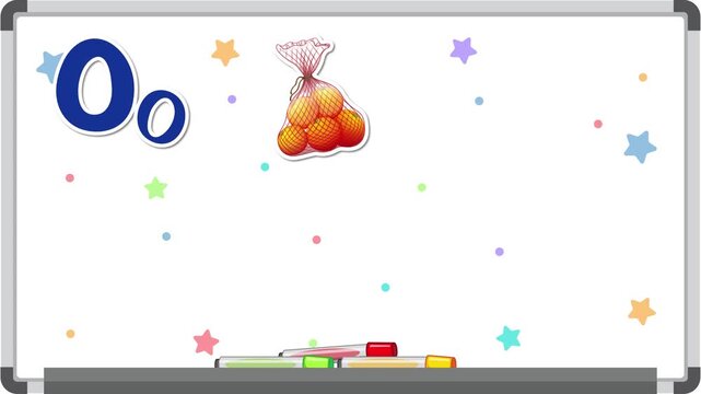 Educational Alphabet Animation for Letter O on a Whiteboard