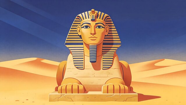 Egyptian sphinx in desert sands