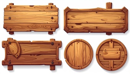 Fototapeta premium Collection of Rustic Wooden Signs and Boards for Design.