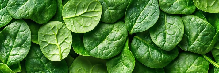 Obraz premium Fresh Green Spinach Leaves Create a Natural Background for Healthy Vegetarian Cuisine Close-Up