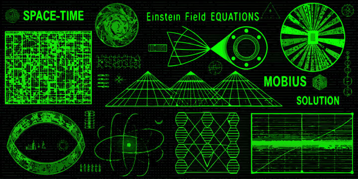 Abstract representation of space time equations and complex geometric forms