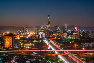 Obraz premium Prosperous City Night View of Guomao, Beijing, China