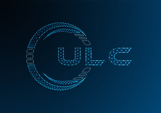 ULC low poly letter logo vector design. ULC lower poly logo design. Low poly logo.