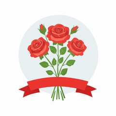 Fototapeta premium Bouquet of Red Roses with Ribbon