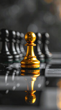 Gold pawn chess piece strategy concept leadership