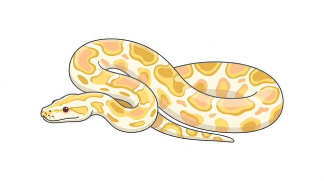Yellow Albino Python Snake Vector Illustration Isolated