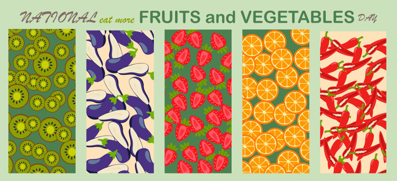 Abstract fruits and vegetables poster Modern trendy healthy food poster for wallpaper, wall d&eacute;cor, print, postcard, cover, template, banner